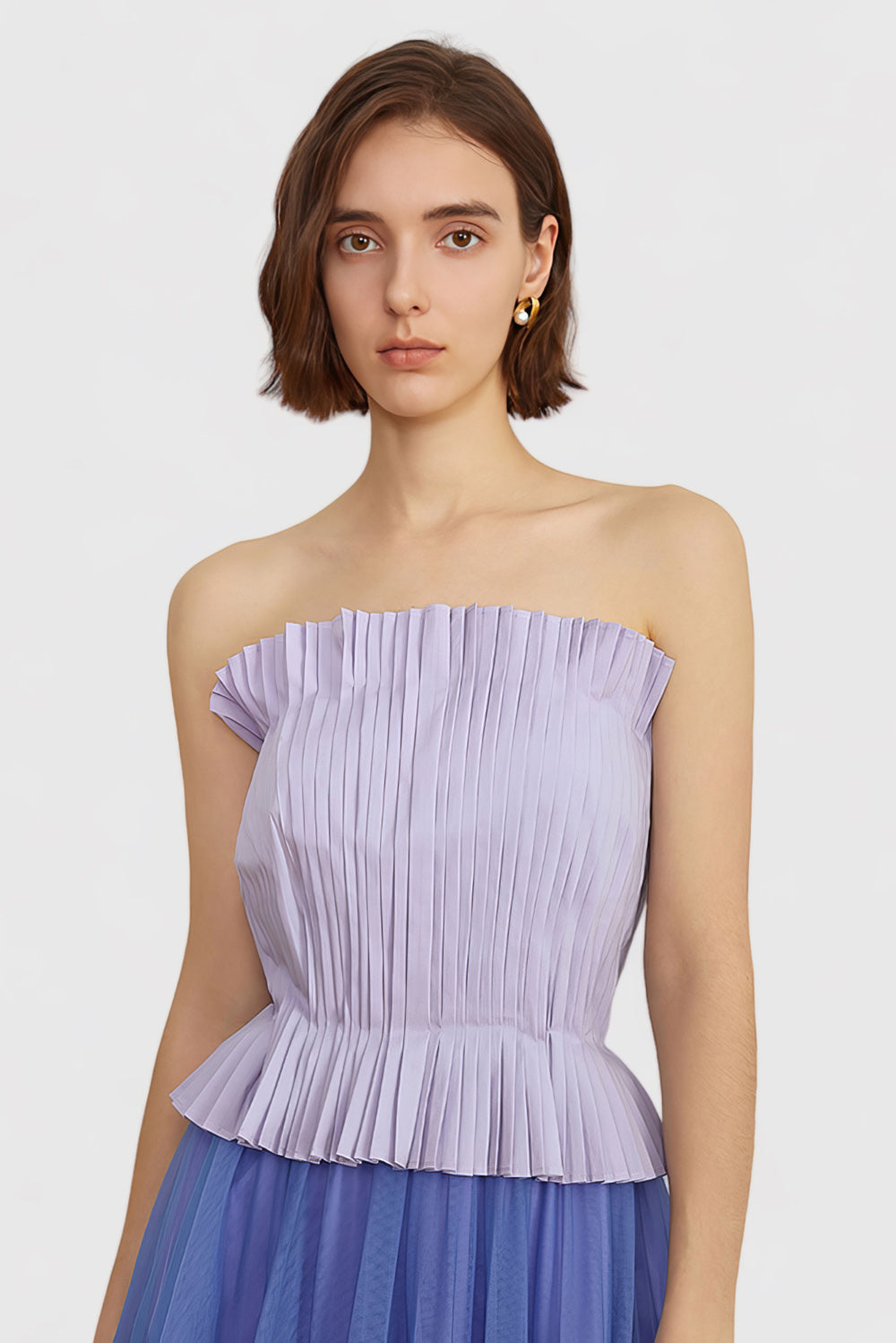 Strapless Pleated Top - Purple