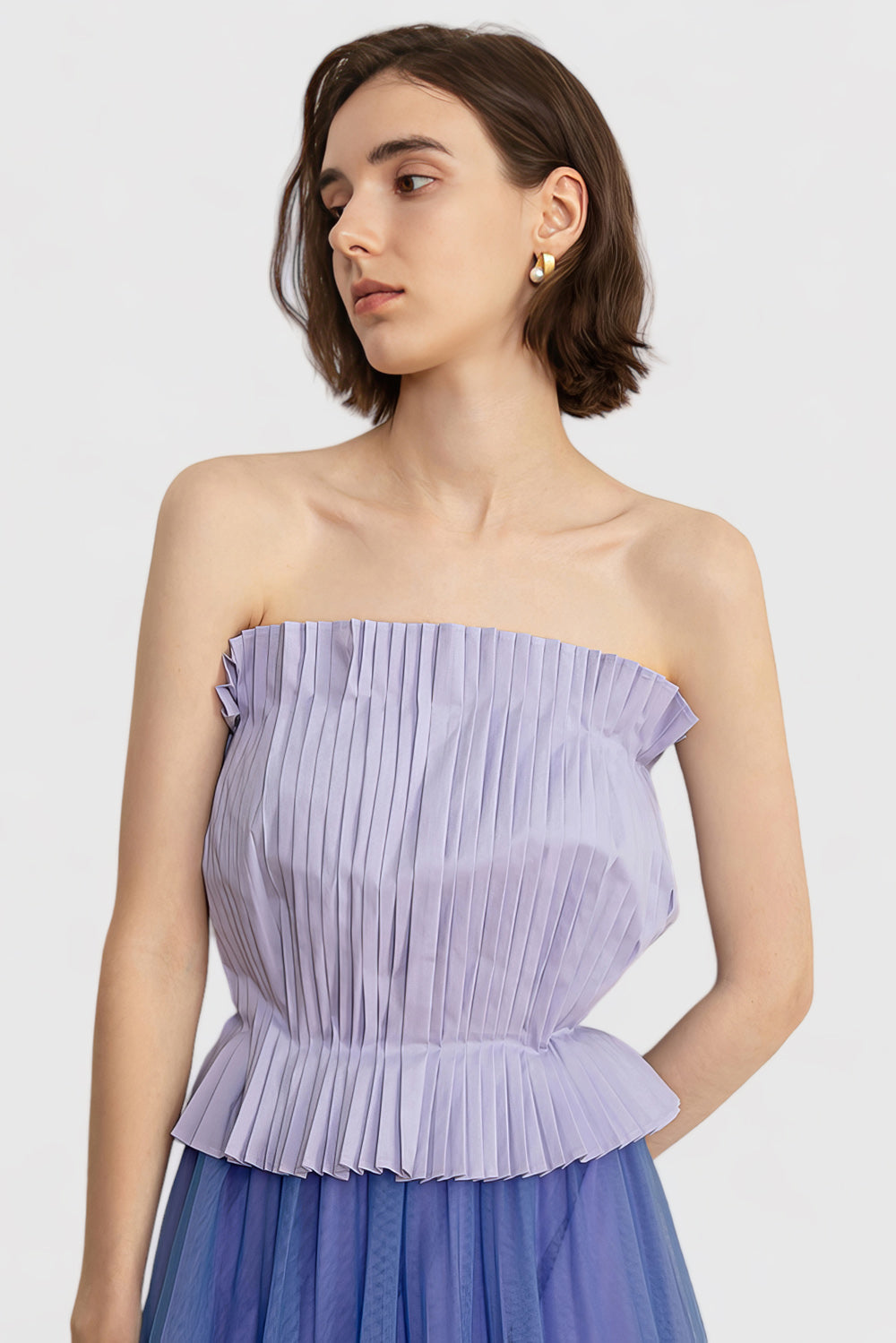 Strapless Pleated Top - Purple