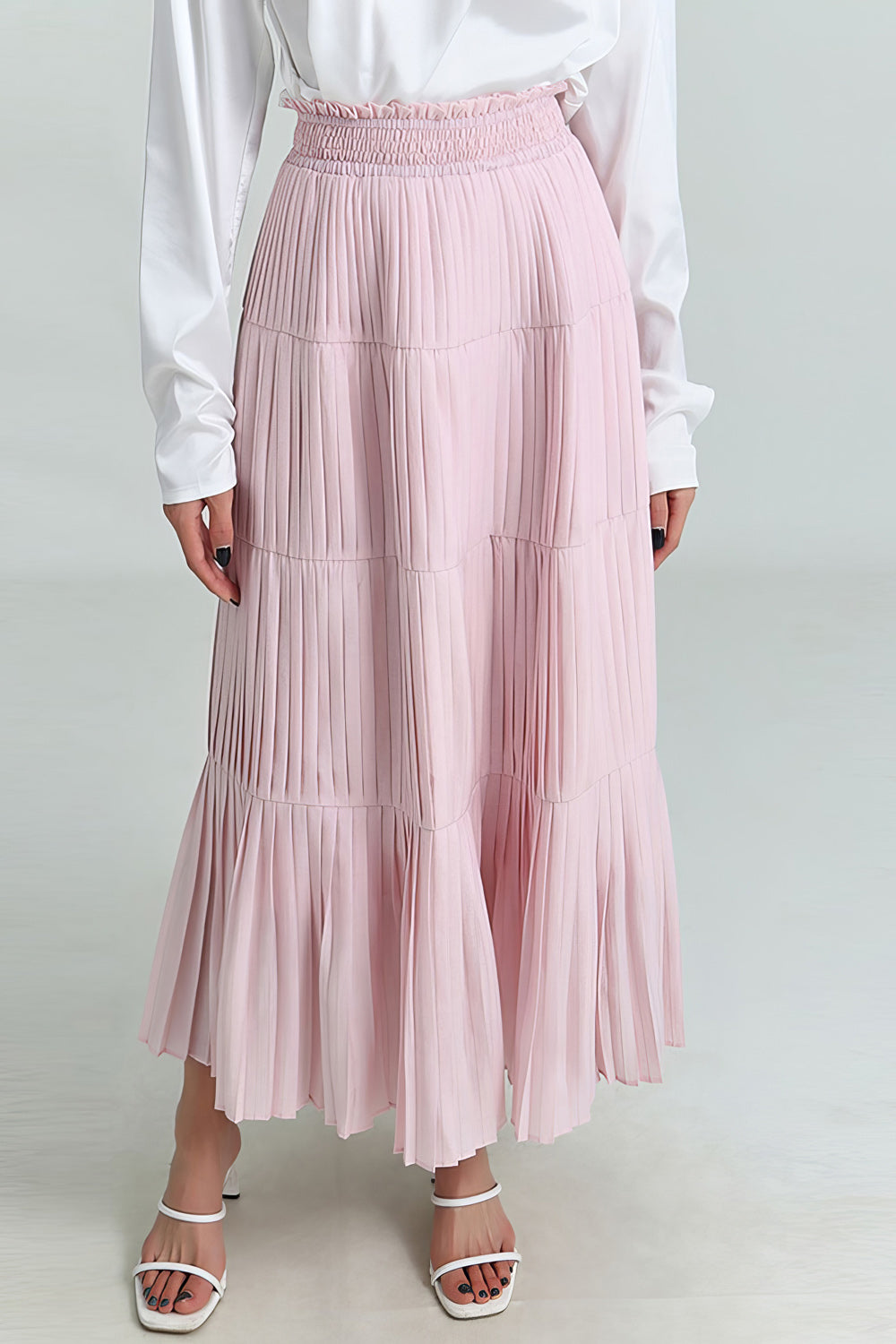 Spódnica midi z elastyczną talią - różowa