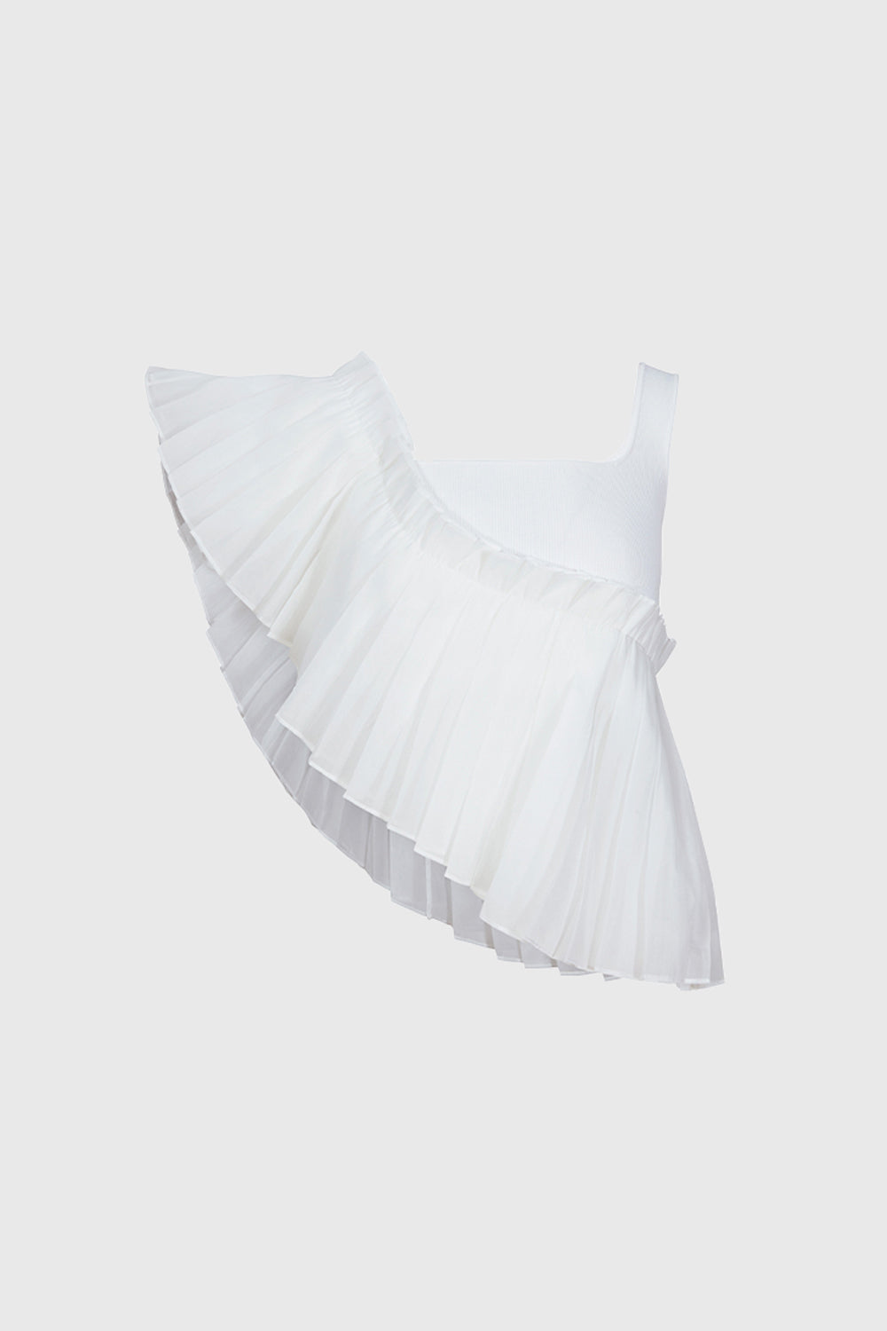Top with Ruffle and Square Neck - White
