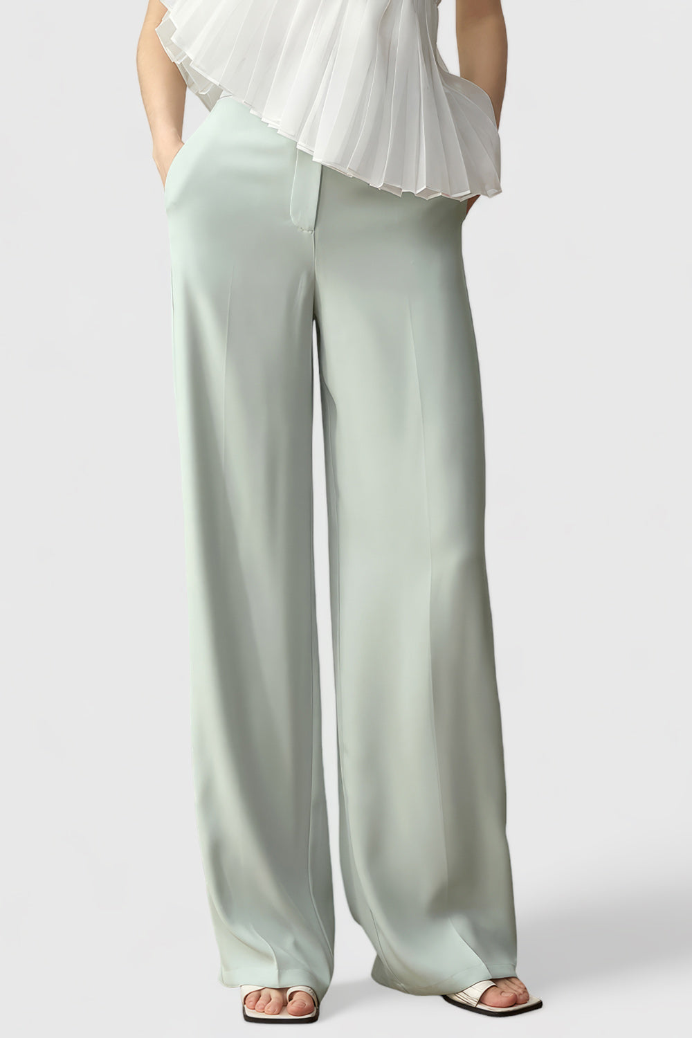 Classic High Waisted Trousers - Green