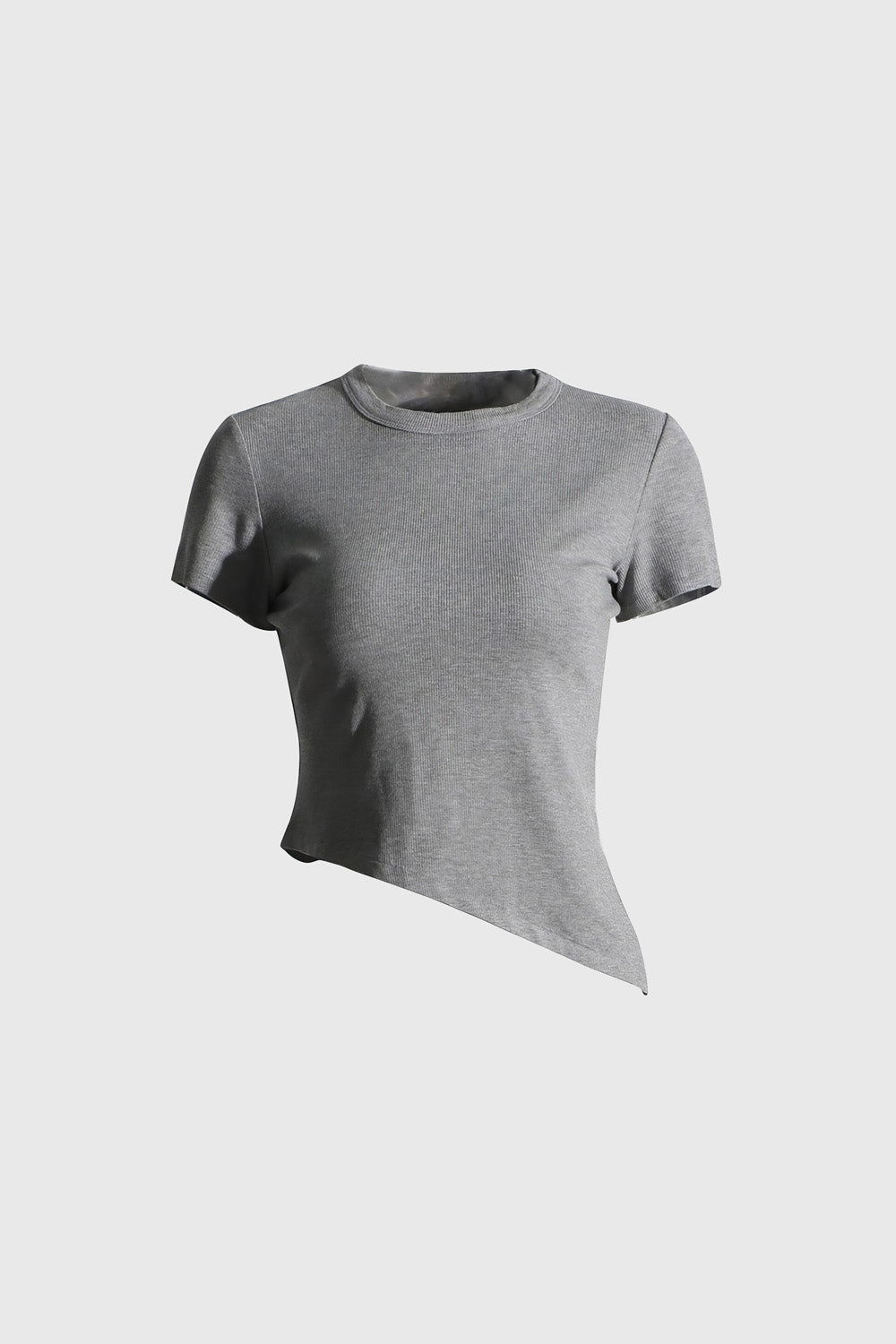 Irregular Cropped T-Shirt - Grey
