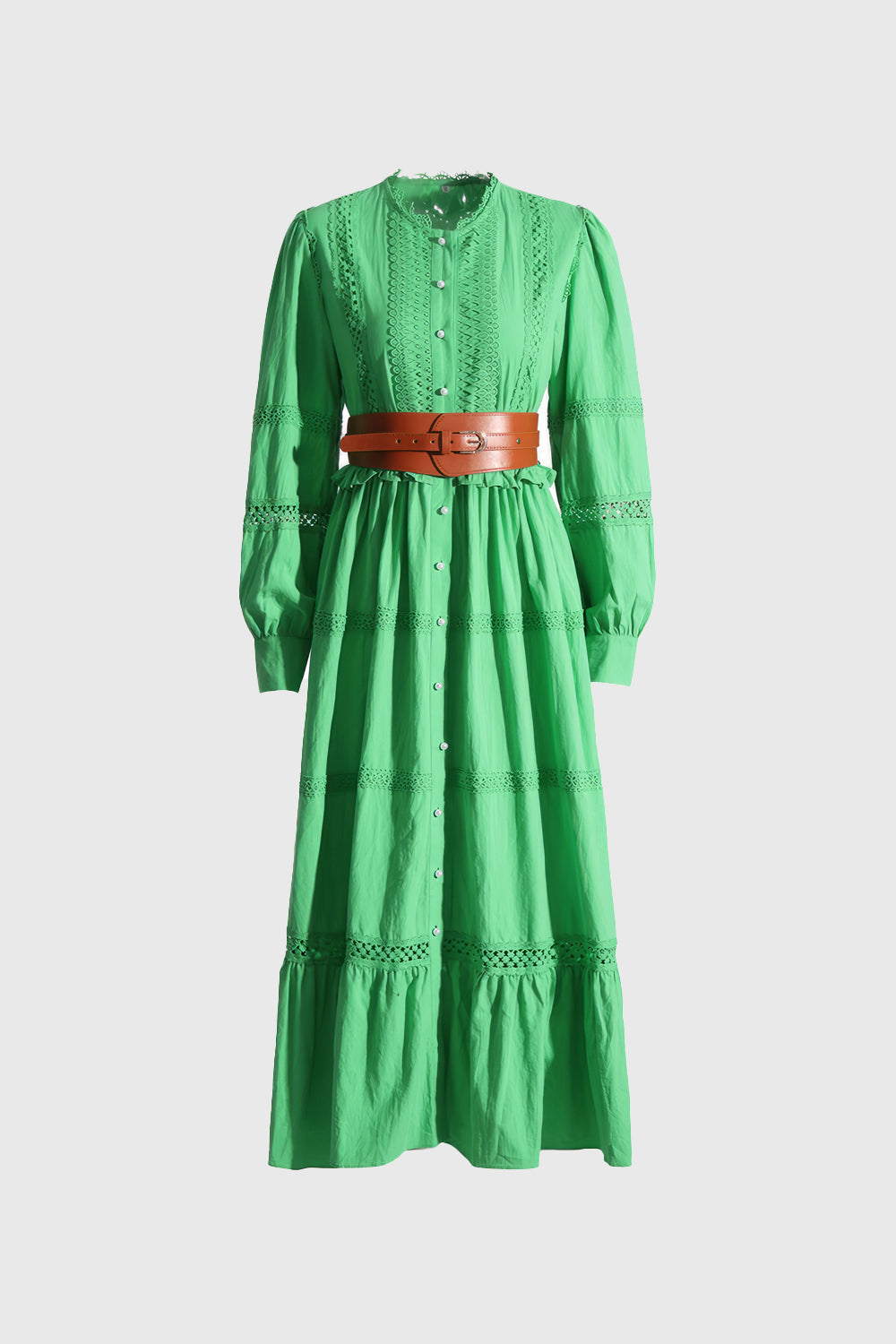 Maxiklänning med volanger - Grön