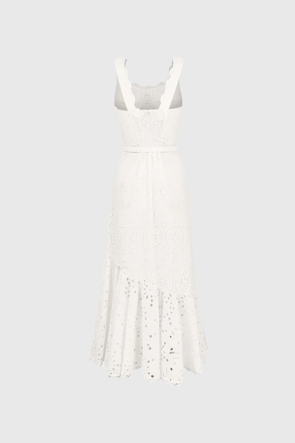 Wzorzysta nieregularna sukienka midi - biała