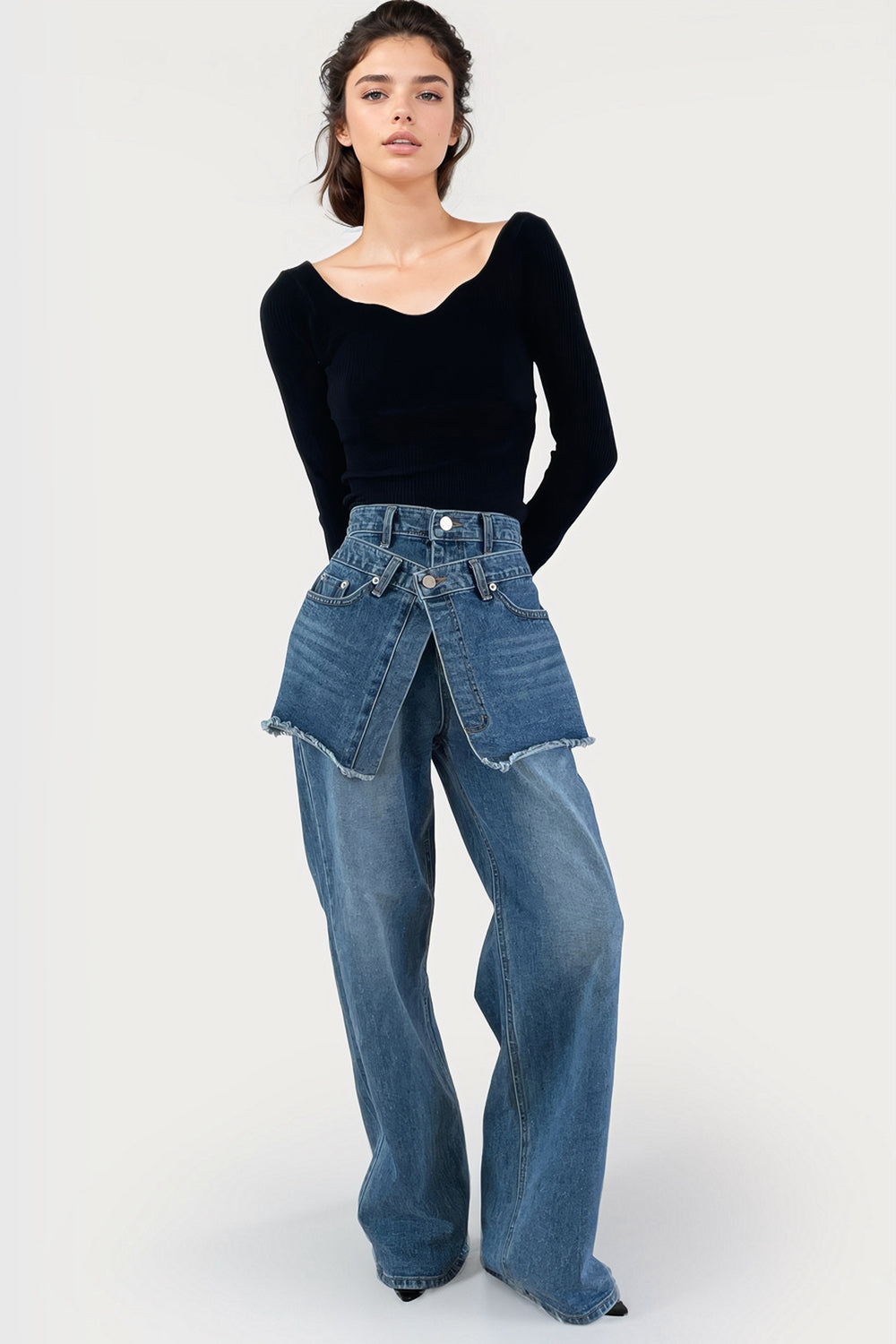High Waisted Loose Jeans - Blue