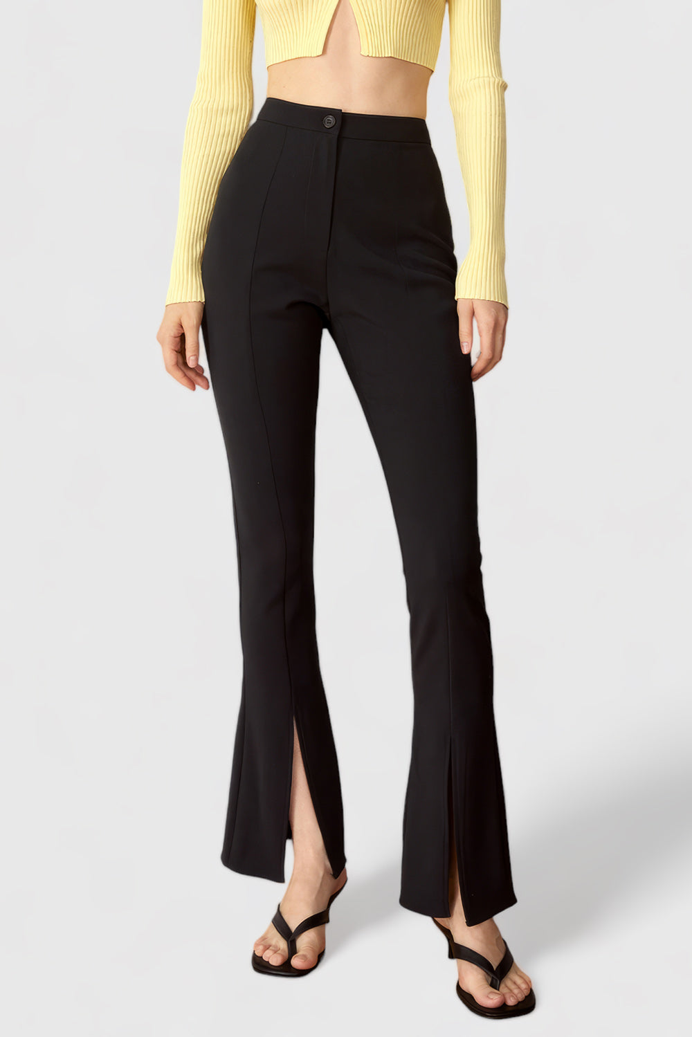 Trousers with Slit - Black