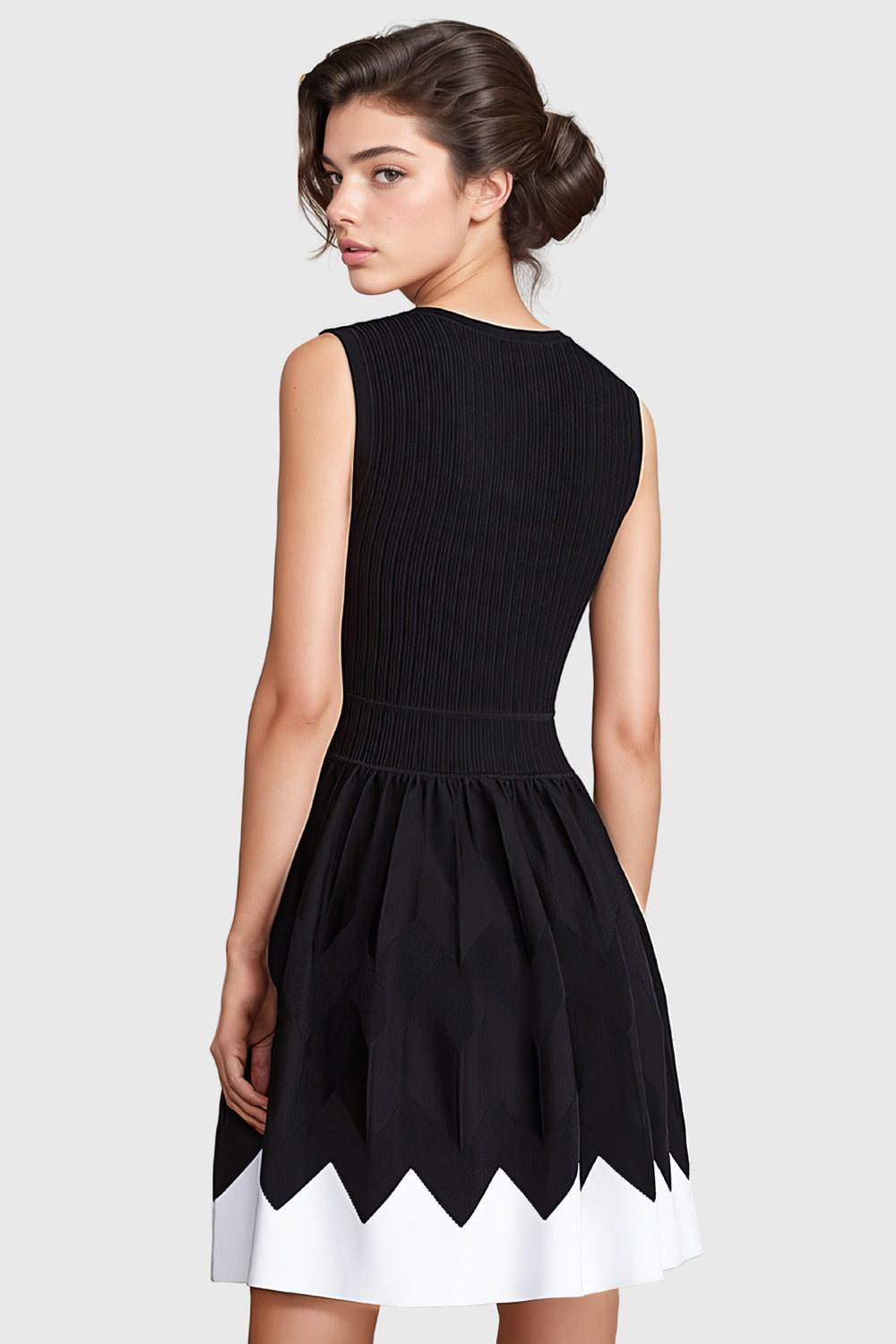 Contrast Dress - Black