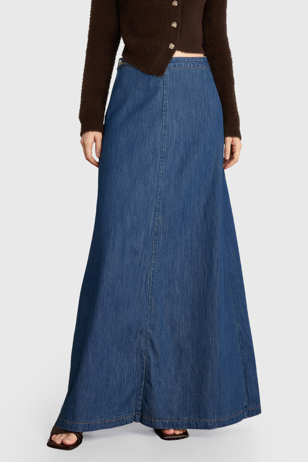 A-formad lång kjol i jeanstyg - blå