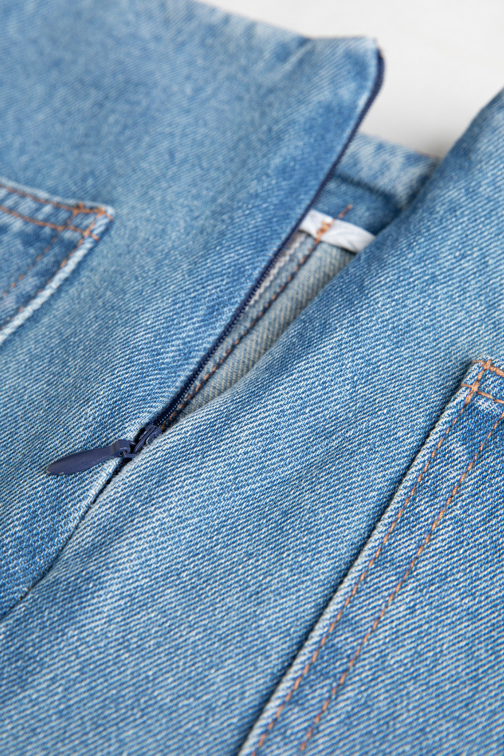 Maxikjol i jeanstyg med avkortad midja - Blå