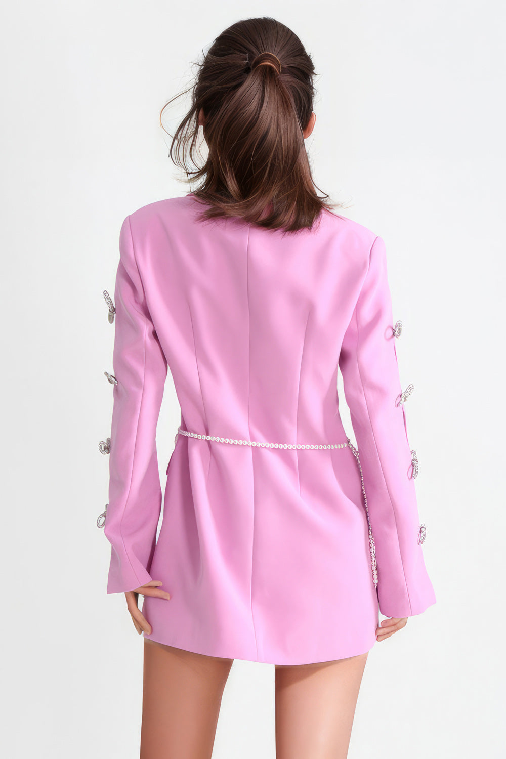 Blazer Dress with Sleeve Cuts - Pink