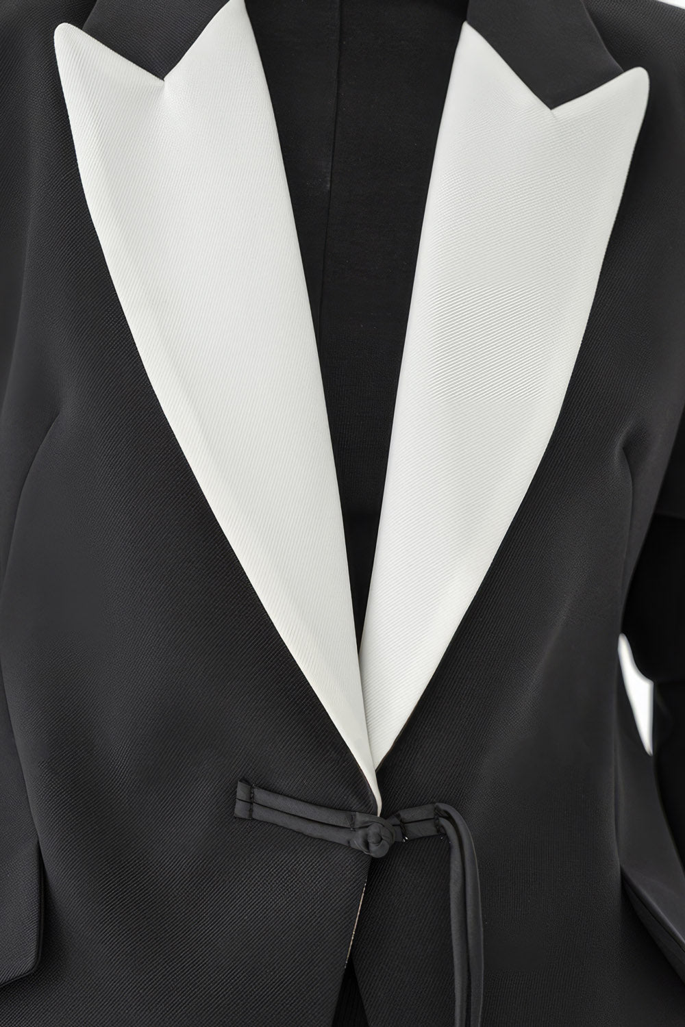 Tailored Blazer with Contrast Collar - Black