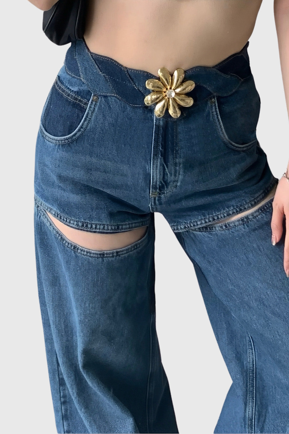 Vida jeans med skärning framtill - Blå