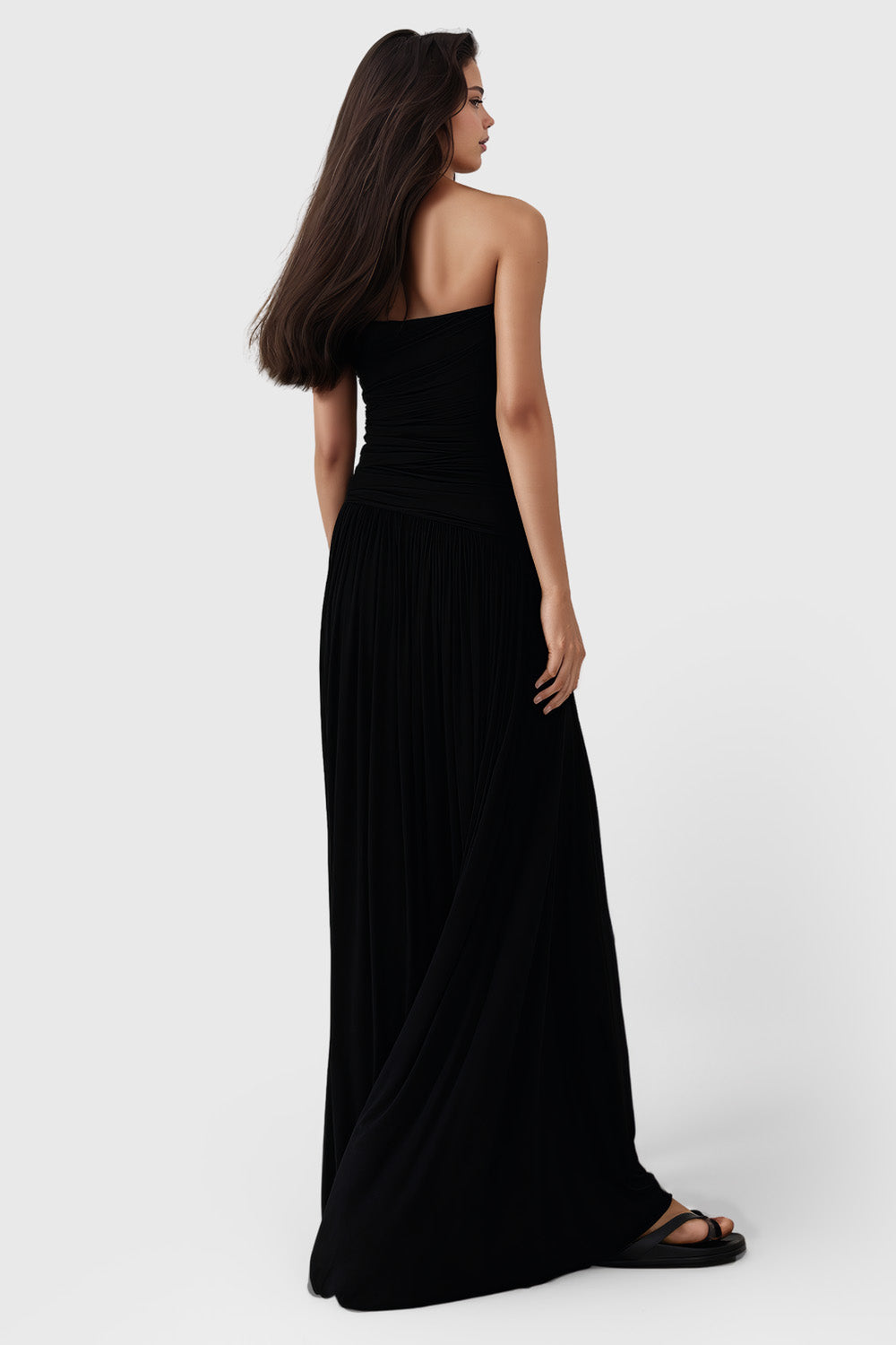 Dżersejowa sukienka maxi - czarna