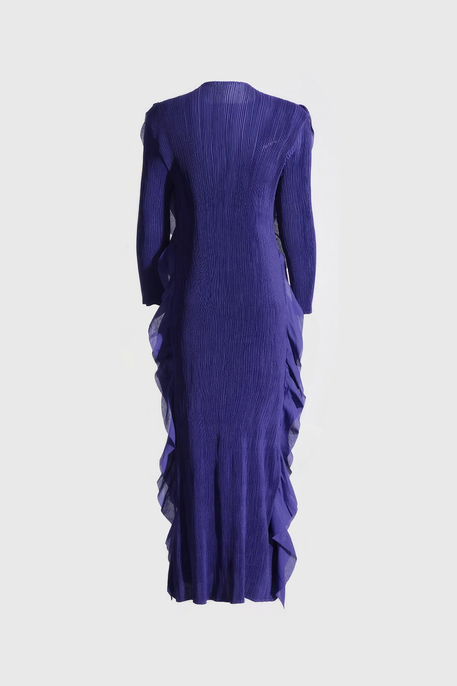 Long Sleeve Dress with Ruffles - Dark Blue
