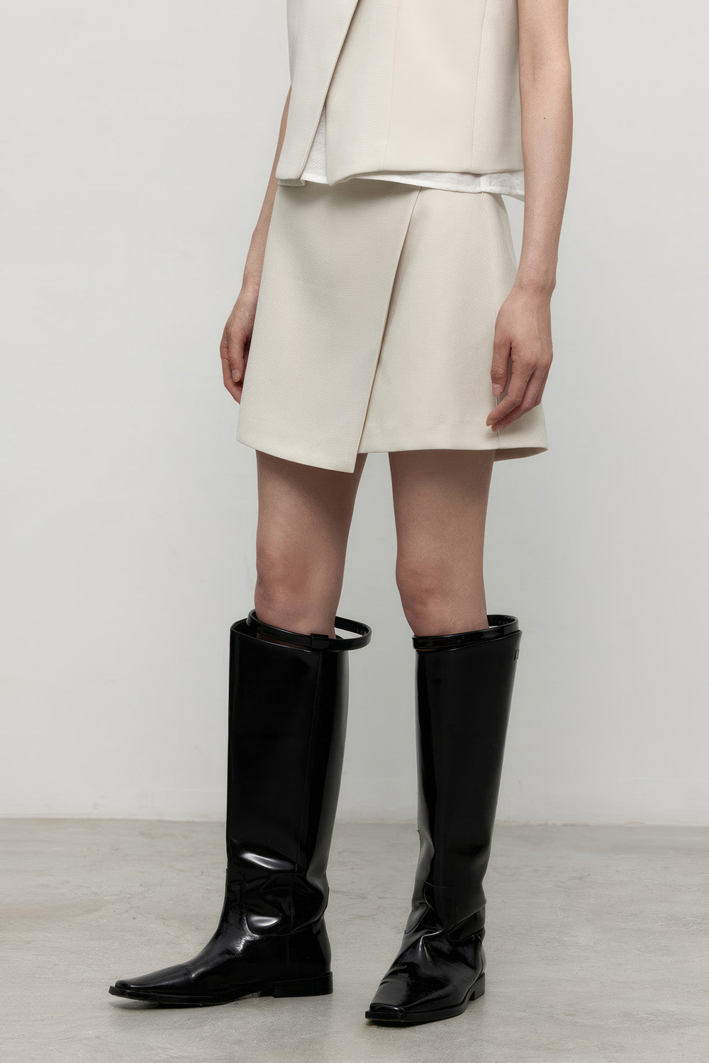 Asymmetrical Mini Skirt - Beige