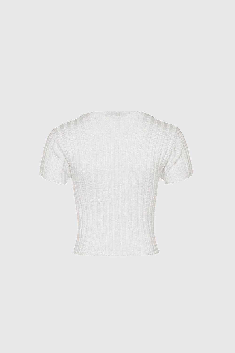 Ribbed Crop Top with Cuts - White