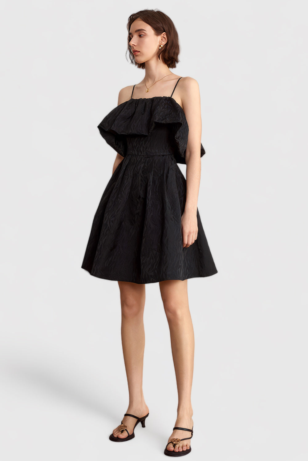 Textured Mini Dress - Black