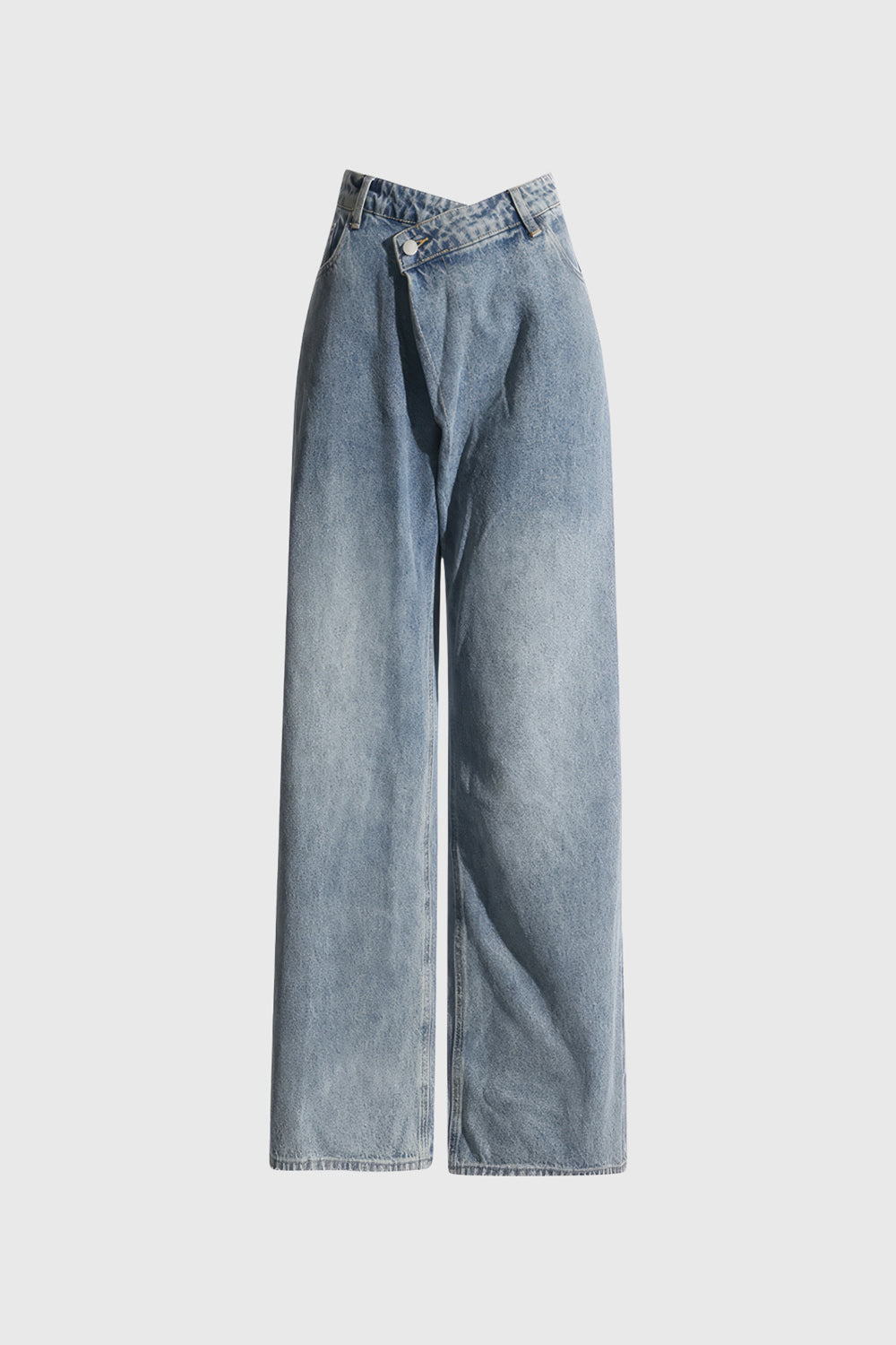Jeans med oregelbunden stängning - Blå