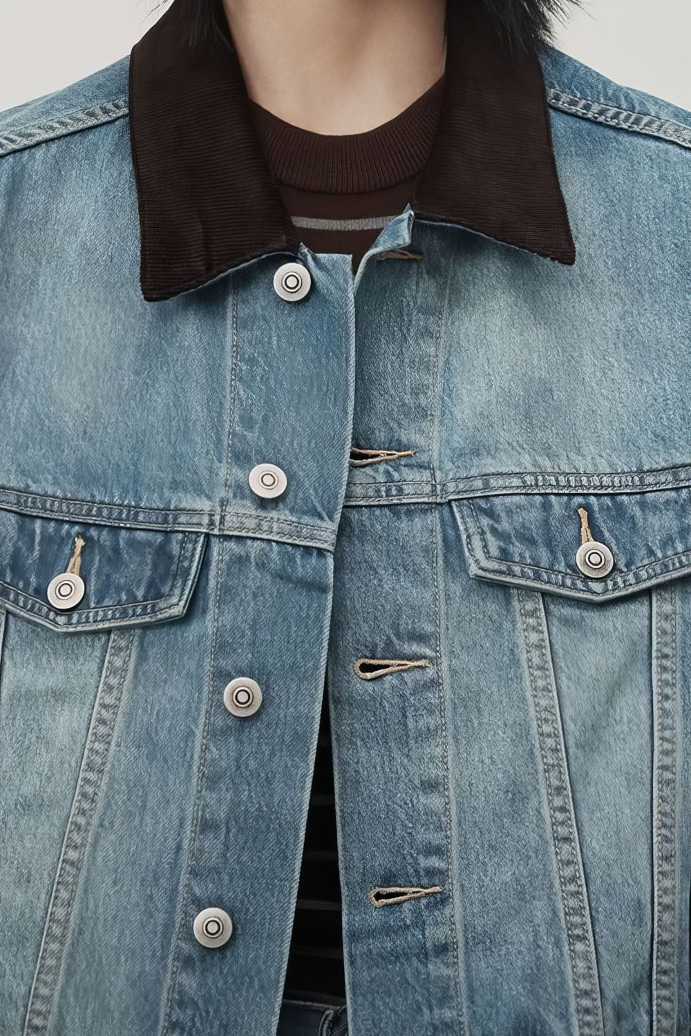 Vintage Short Denim Jacket - Bleu foncé