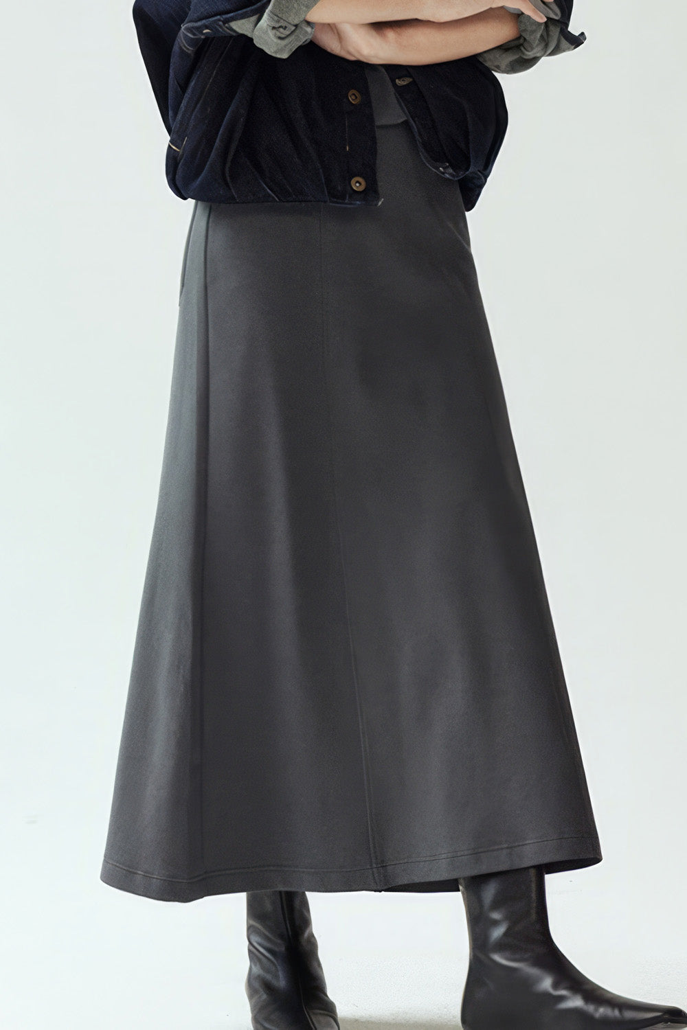 Midi Jersey Skirt - Dark Grey