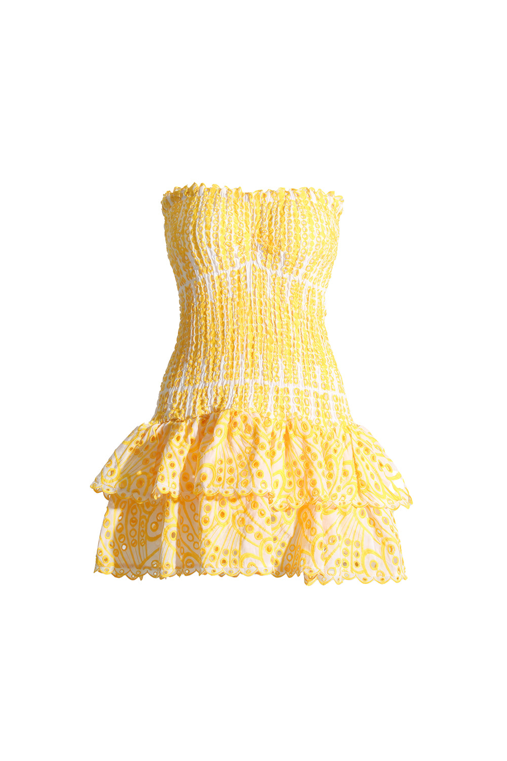 Elastic Sleeveless Mini Dress - Yellow