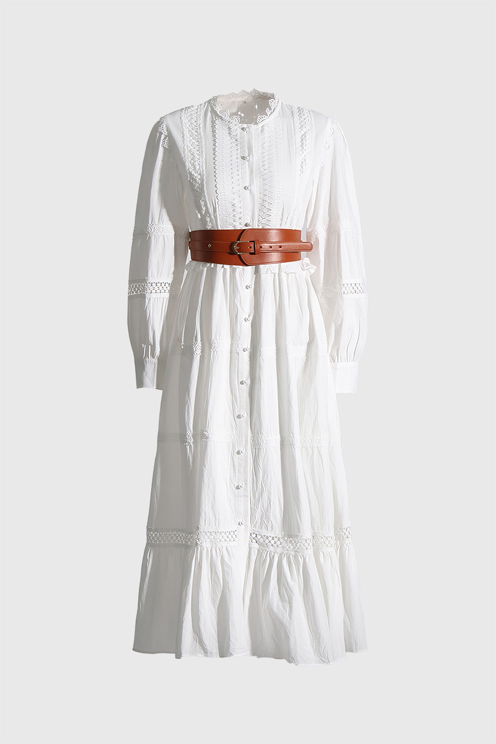 Maxi Dress with Ruffles - White