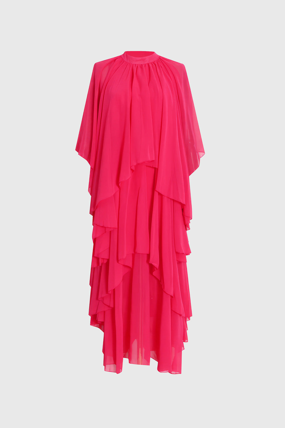 Boheme Ruffled Maxi Dress - różowa