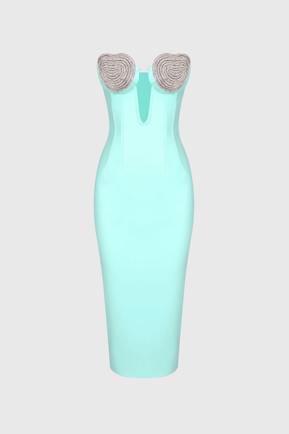 Bodycon Midi Dress with Applications - Turquoise