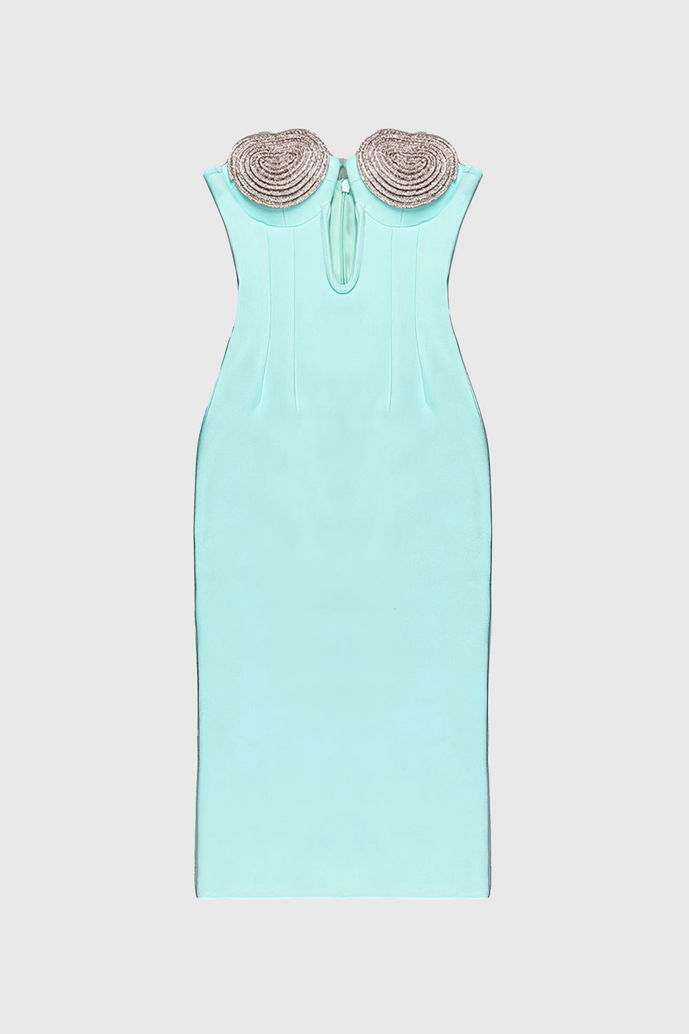 Bodycon Midi Dress with Applications - Turquoise