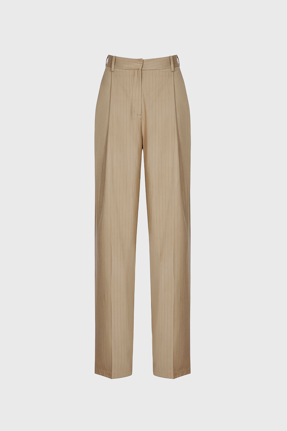 Spodnie garniturowe z wysokim stanem - brązowe