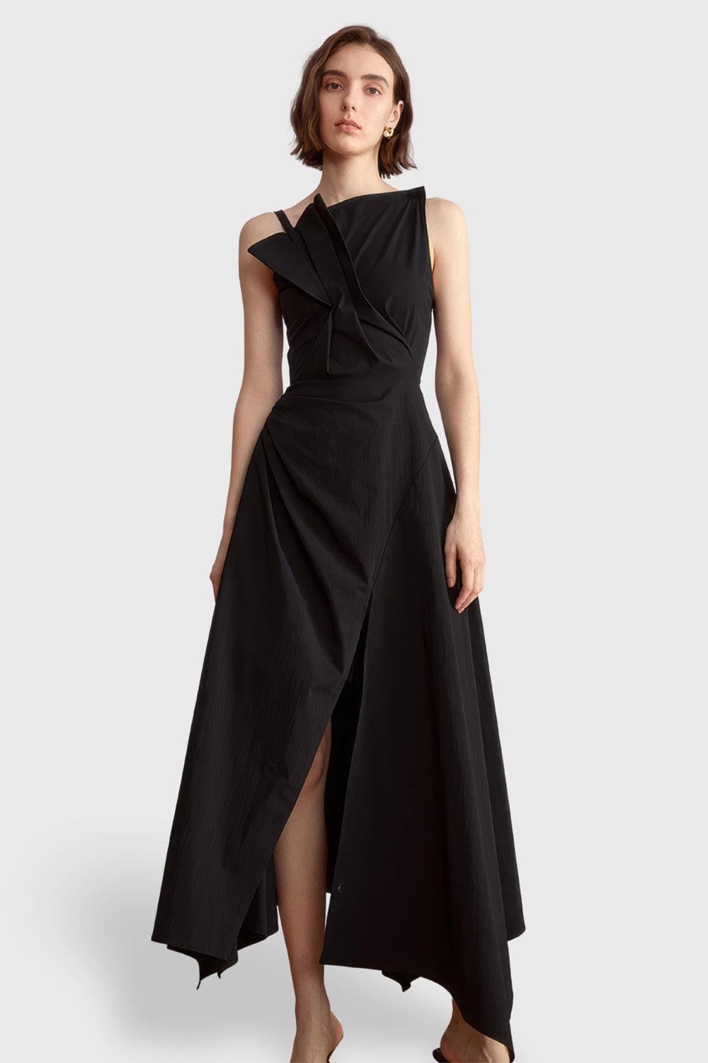 Irregular Midi Dress - Black