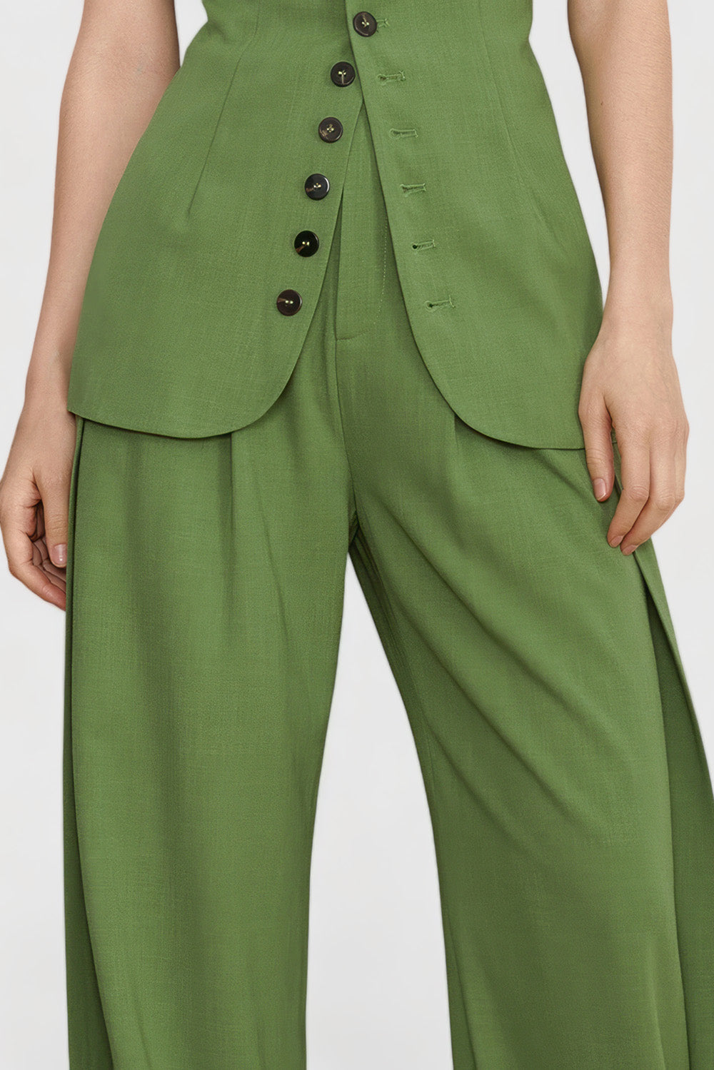 High Waisted Elegant Trousers - Green
