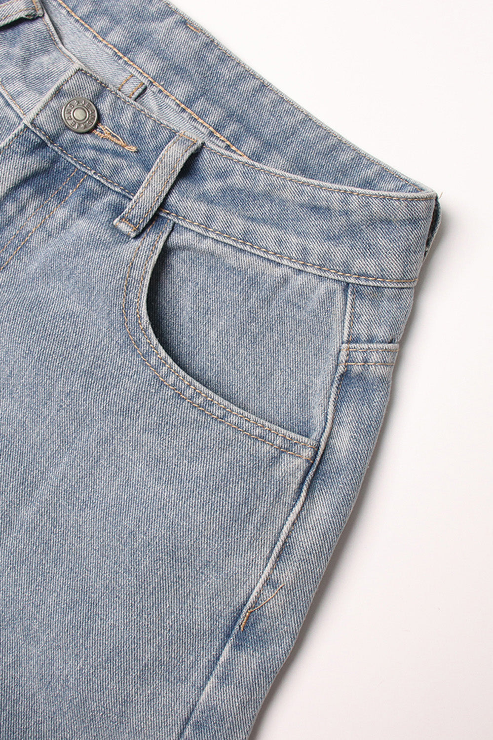 High Waisted Jeans with Back Cuts - Washed Blue