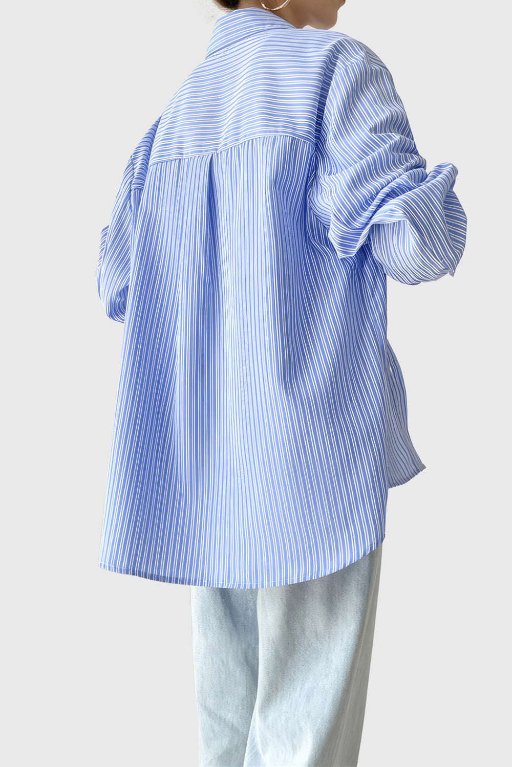 Randig skjorta med överdimensionerad storlek - Blå
