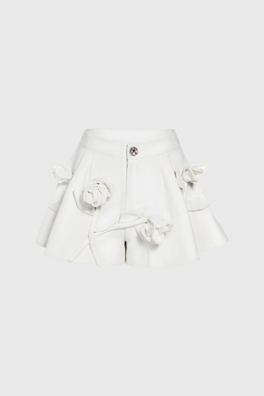 Shorts with Flowers - White