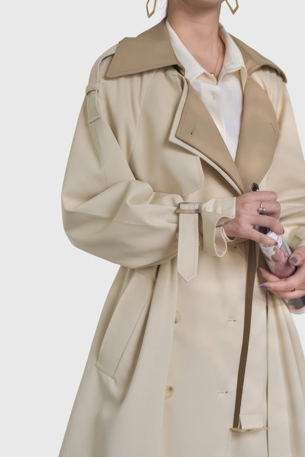 Double Layered Long Trenchcoat - Light Brown