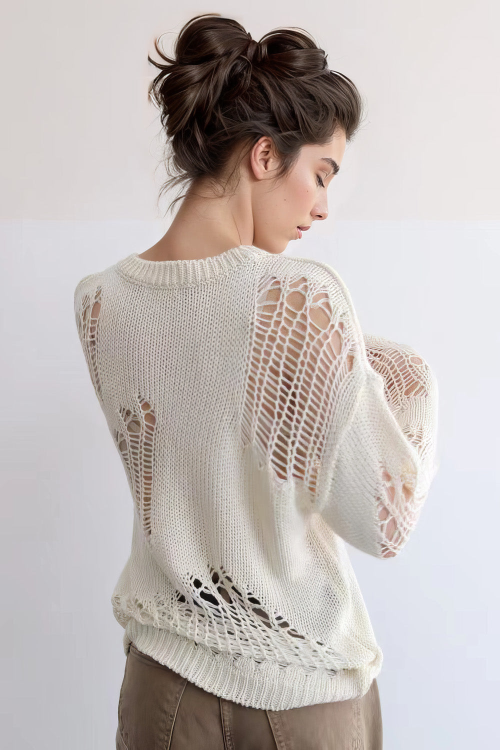 Pull à maille ouverte - Beige