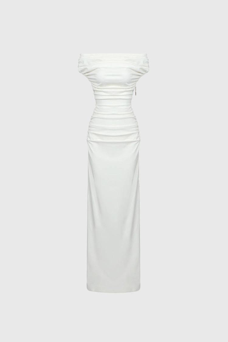 Off Shoulders Maxi Dress - White