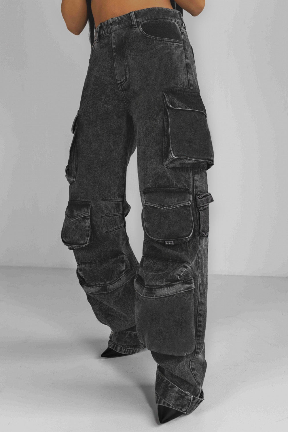 Women's Cargo Jeans, Black & Low Rise Cargo Pants