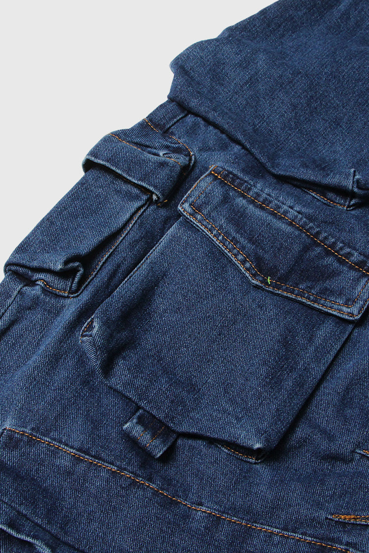 Low Waisted Cargo Jeans - Blue