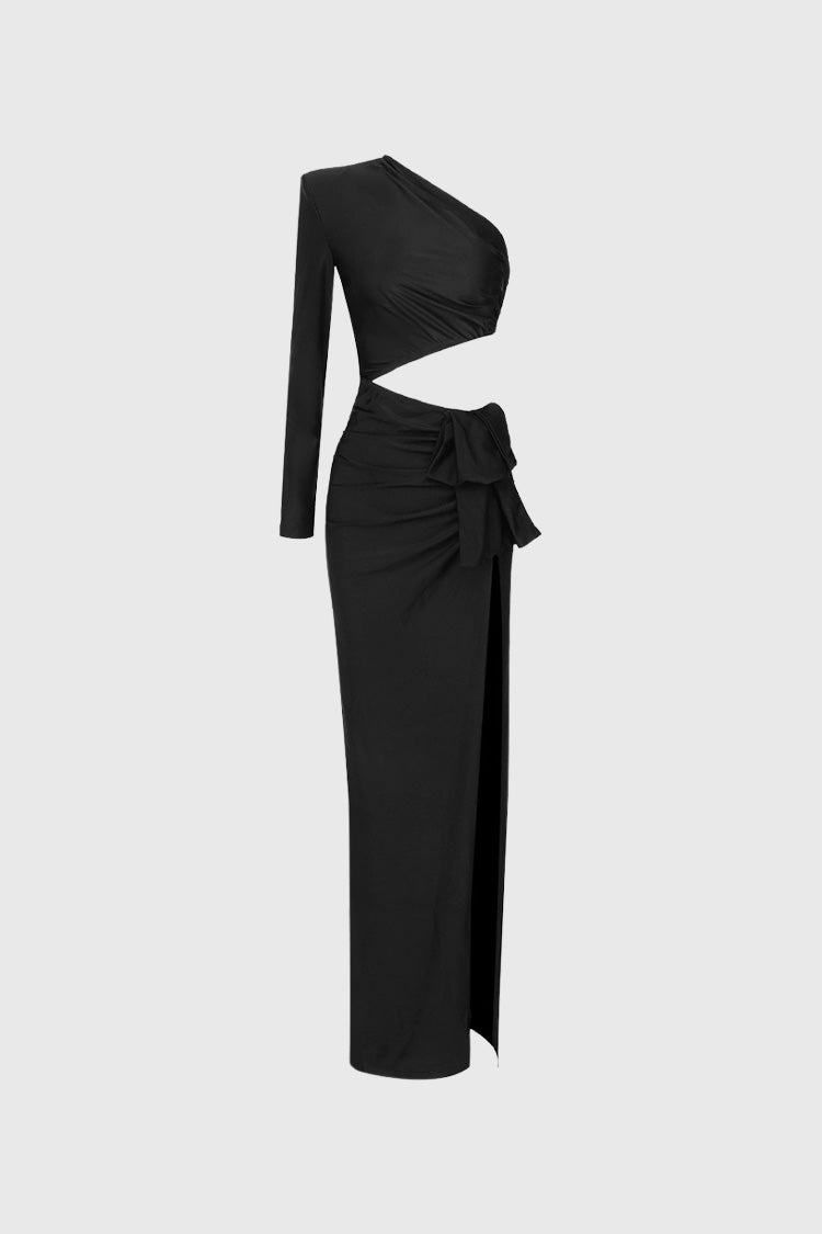 Sukienka maxi z wcięciem w talii - czarna